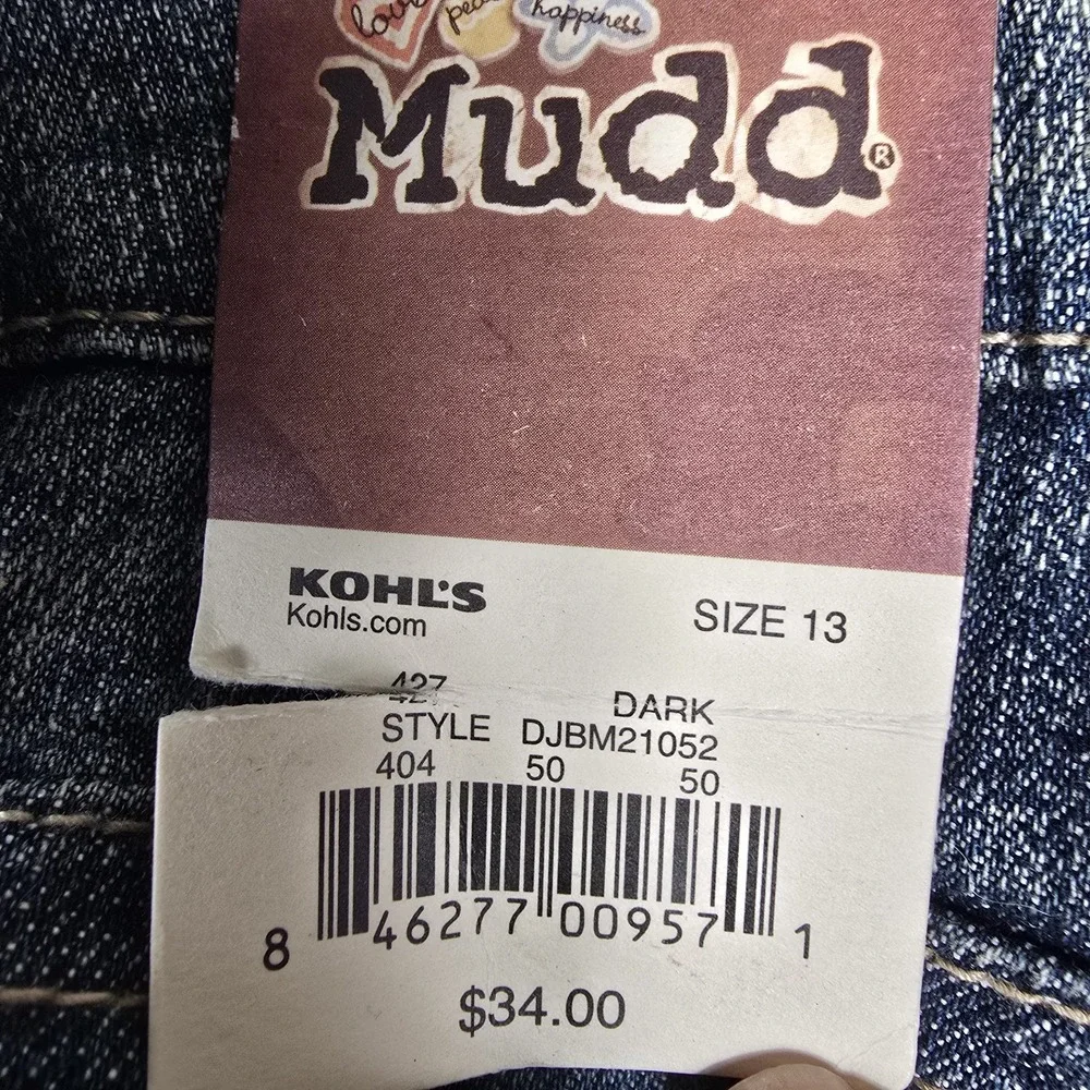 Mudd Girls Size 13 Dark Wash Paint Splatter Capri Bermuda Denim Jeans with Belt